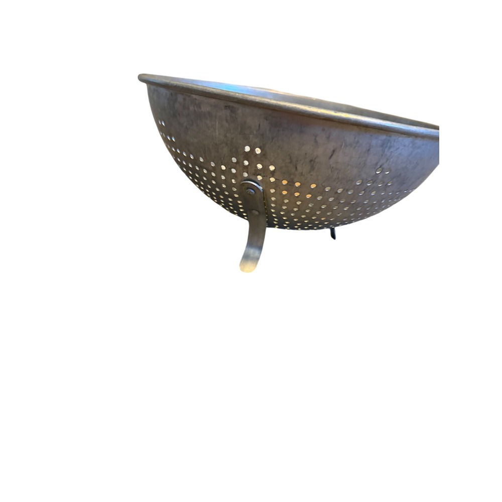 Vintage Aluminum Colander Tripod Footed 9 Inch Primitive Farmhouse Strainer